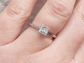 Millegrain Princess Cut Solitaire 0.44ct