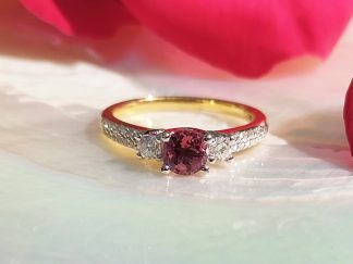 Pink tourmaline and diamond ring