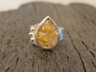 rutilated quartz and diamond ring