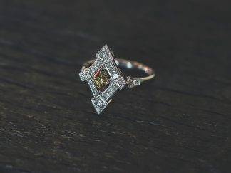 platinum yellow diamond cluster ring