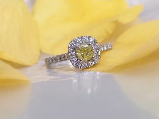 Cushion Cut Yellow Diamond Ring