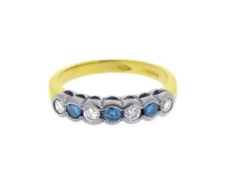 18ct blue and white diamond half eternity