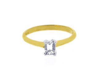18ct Yellow and White Gold Emerald Cut Solitaire 0.34ct