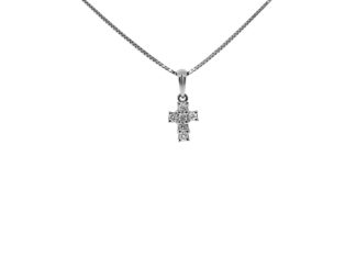 18CT WHITE GOLD SMALL DIAMOND CROSS.