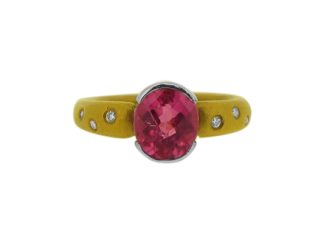 Pink tourmaline and diamond ring