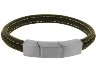 Stainless Steel Leather Plaited Bracelet