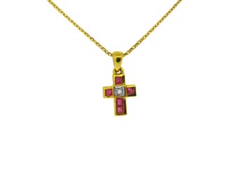 RUBY AND DIAMOND CROSS