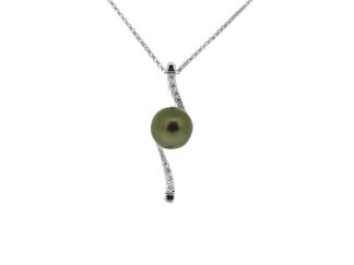 Black pearl diamond necklace