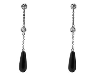 Handmade Diamond and onyx earrings