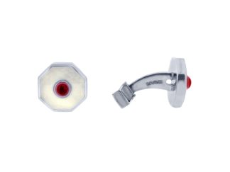 Silver Mother of Pearl and Tourmaline Cufflinks