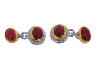 9ct Rose and White Gold Ruby Cufflinks