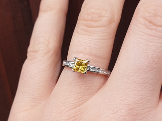 yellow princess cut diamond ring