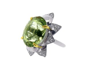 Handmade 18ct Yellow and White Gold Beryl Ring