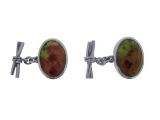 Handmade Silver and Ruby Zoisite Cufflinks