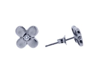 9ct White Gold Flower Diamond Studs