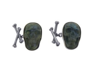 Handmade Labradorite Skull Cufflinks