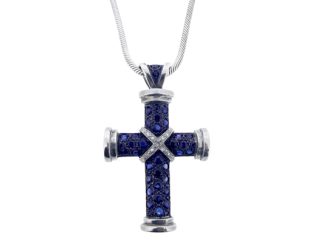 Silver Sapphire Cross Pendant