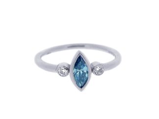 Platinum Marquis Blue Diamond 0.39ct Total