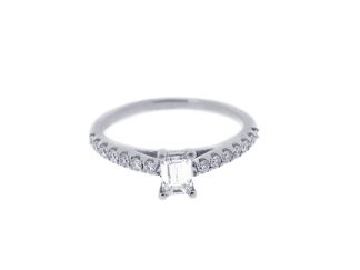18ct White Gold Emerald Cut 0.46ct Total