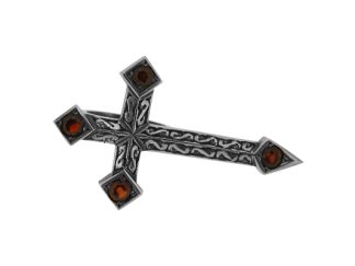 silver garnet cross ring