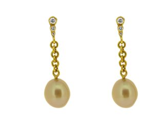 Pearl and diamond drop earrings