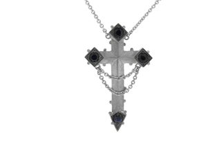 silver sapphire cross necklace