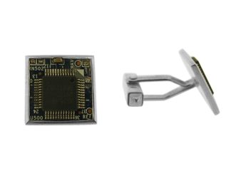silver circuit board cufflinks