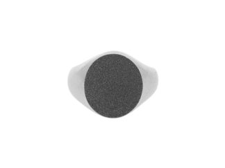 9ct white gold oval signet ring