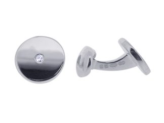 Silver Round Diamond Cufflinks