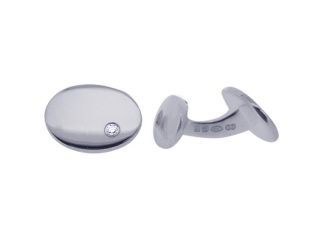 Silver Oval Diamond Cufflinks