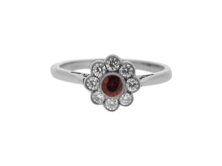 ruby and diamond cluster ring