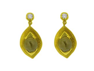 Green Diamond Drop Earrings