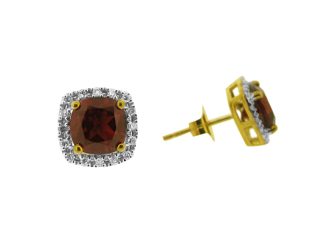 Garnet and diamond cluster studs