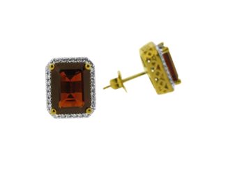 Garnet and diamond cluster studs