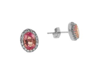 pink sapphire and diamond studs