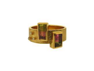 Watermelon tourmaline ring