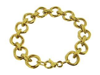 9CT YELLOW GOLD ROUND AND OVAL LINK BRACELET