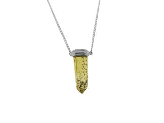 silver citrine in hematite crystal necklace