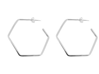 Silver hexagon hoops