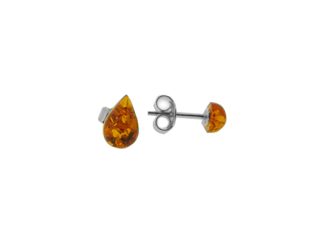 Silver Amber Studs