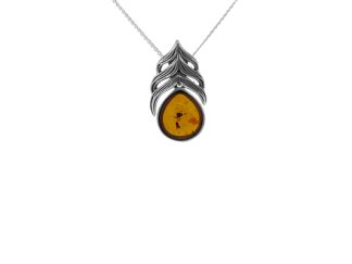amber feather pendant
