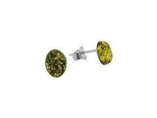 oval green amber studs