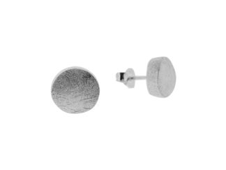 Silver Textured Round Studs