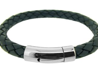 mens blue chunky leather bracelet 21cm