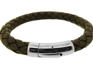 mens brown chunky leather bracelet
