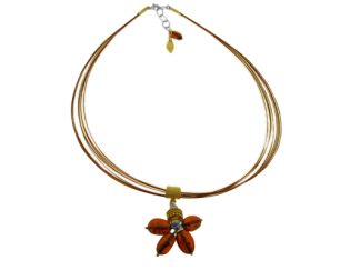 silver wire amber necklet