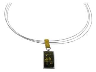Silver Green amber necklet