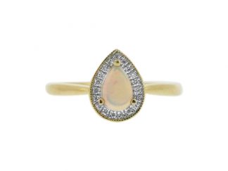 Opal and Diamond Cluster Ring