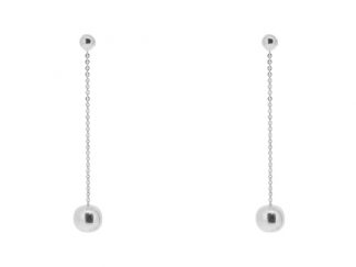 Long Silver Bead Earrings