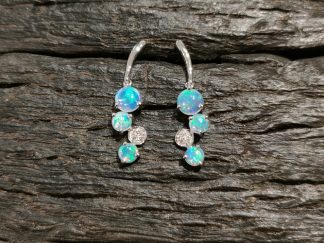 Opal and Diamond Drop Earrings